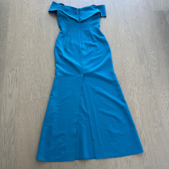 Sachin + Babi Bacall Ocean Blue Gown Off The Shoulder Maxi Dress Evening Size 6 - Picture 5 of 15